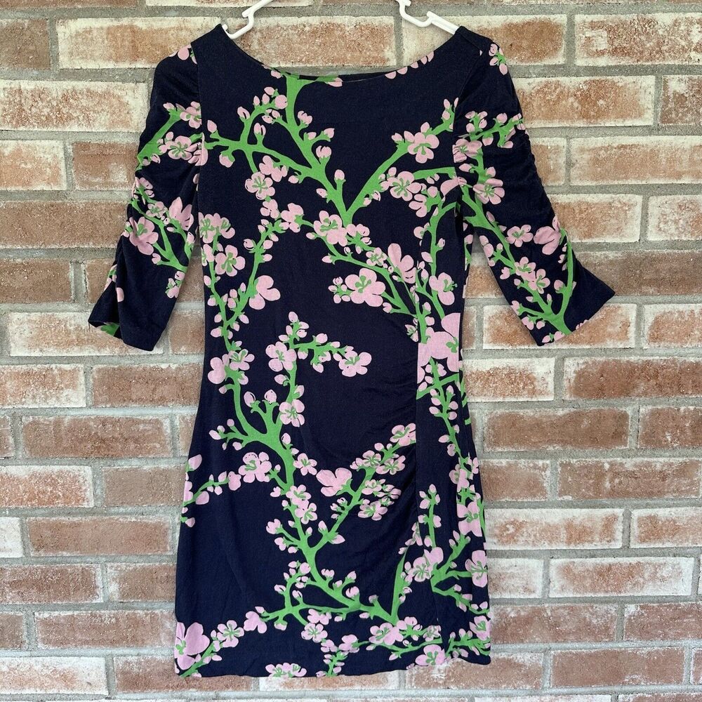 Lilly Pulitzer Jeanie Floral Dress Navy Small